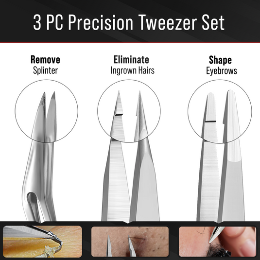 Pointed Precision Tweezer Set - 3 Pieces