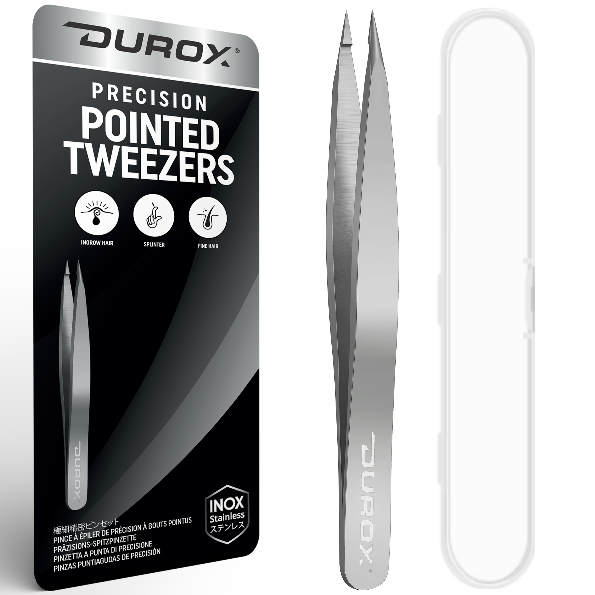 DUROX Precision Pointed Tweezers: Ideal for Ingrown Hair & Splinter Removal
